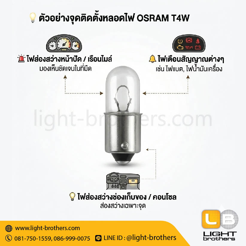 หลอดไฟหน้าปัดเรือนไมล์ OSRAM (ออสแรม) 3930 ขั้วเขี้ยว 1 จุด 24V 4W - Image 3