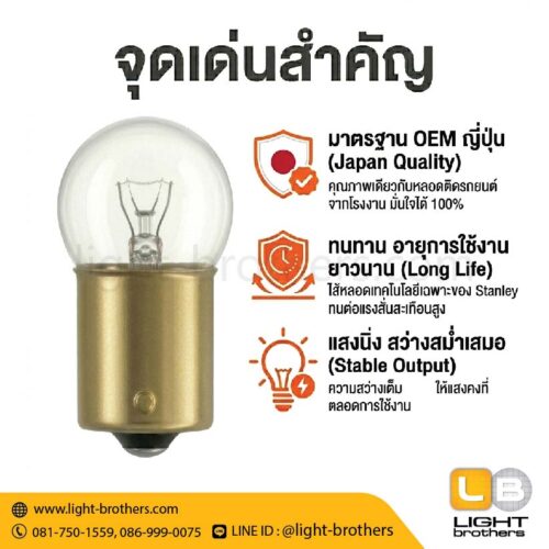 หลอดไฟหรี่ STANLEY (สแตนเลย์) A-4125 ขั้วเขี้ยว 1 จุด 12V 10W - Image 2