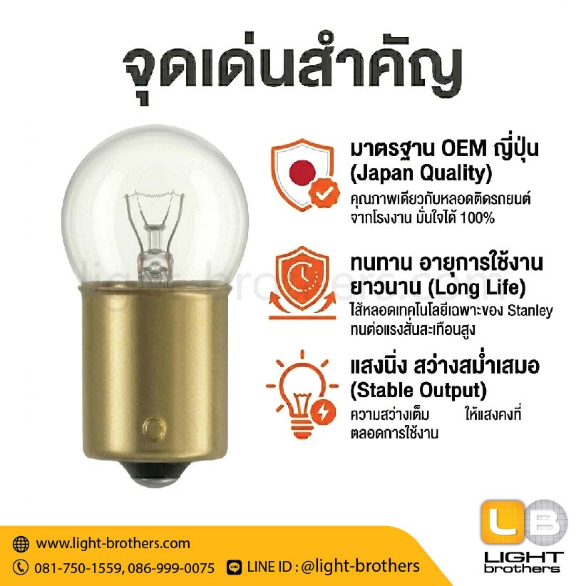 หลอดไฟหรี่ STANLEY (สแตนเลย์) A-4125 ขั้วเขี้ยว 1 จุด 12V 10W - Image 2