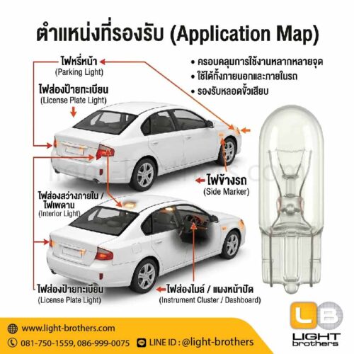 หลอดไฟหรี่ OSRAM (ออสแรม) 2845 ขั้วเสียบ T10 1 จุด 24V 5W - Image 3