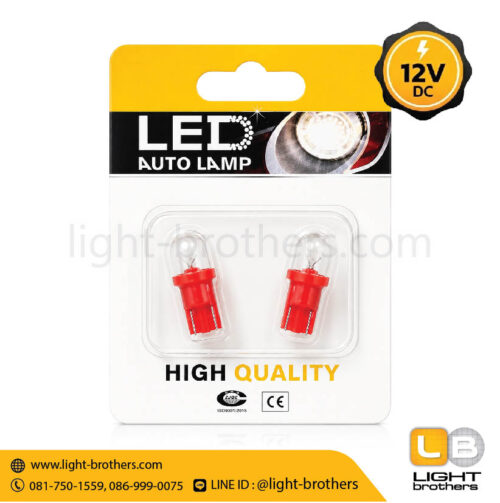 หลอดไฟหรี่ LED ขั้วเสียบ T10 1 จุด 12V - แสงสีแดง Red - Image 5